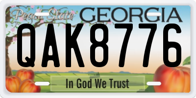 GA license plate QAK8776