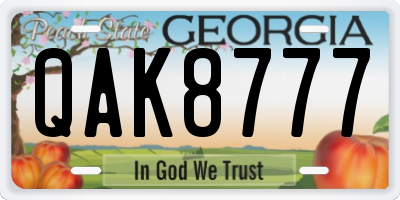 GA license plate QAK8777