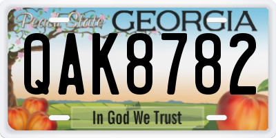 GA license plate QAK8782