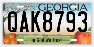 GA license plate QAK8793