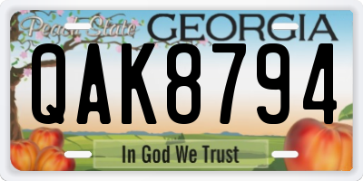 GA license plate QAK8794