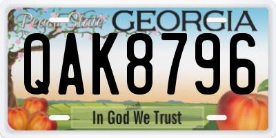 GA license plate QAK8796