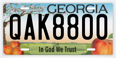 GA license plate QAK8800