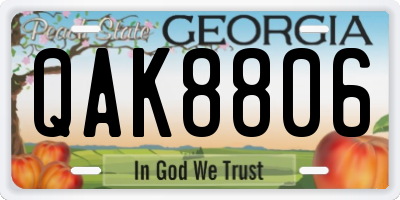 GA license plate QAK8806