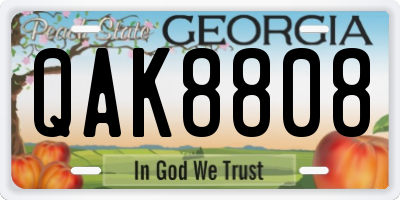 GA license plate QAK8808