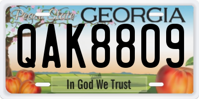 GA license plate QAK8809