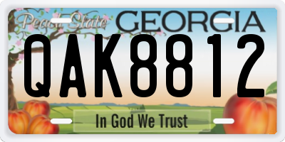 GA license plate QAK8812