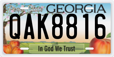 GA license plate QAK8816