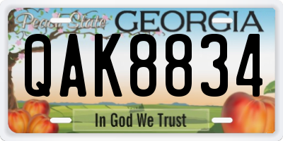 GA license plate QAK8834