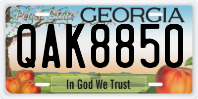 GA license plate QAK8850