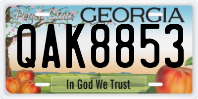 GA license plate QAK8853