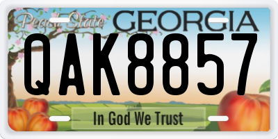 GA license plate QAK8857