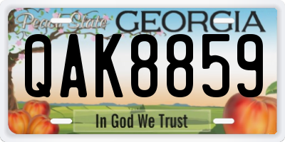 GA license plate QAK8859