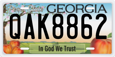 GA license plate QAK8862