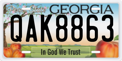 GA license plate QAK8863