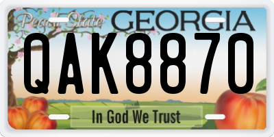 GA license plate QAK8870