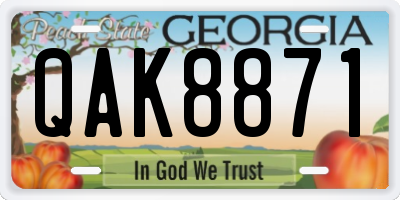 GA license plate QAK8871