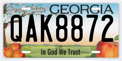 GA license plate QAK8872