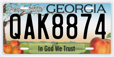 GA license plate QAK8874