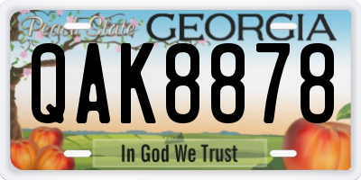 GA license plate QAK8878