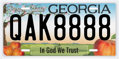 GA license plate QAK8888