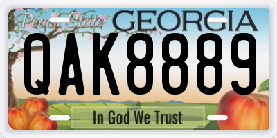 GA license plate QAK8889