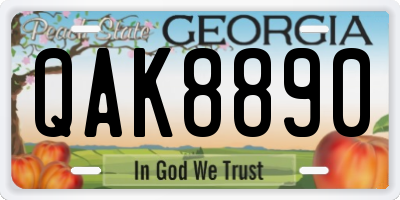 GA license plate QAK8890