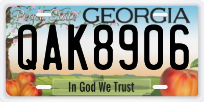 GA license plate QAK8906