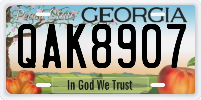 GA license plate QAK8907