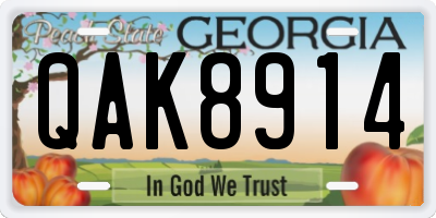 GA license plate QAK8914