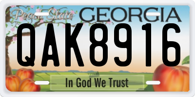 GA license plate QAK8916