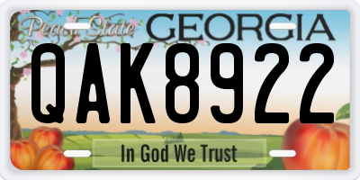GA license plate QAK8922