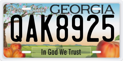 GA license plate QAK8925