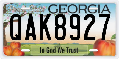 GA license plate QAK8927