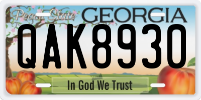 GA license plate QAK8930