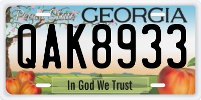 GA license plate QAK8933