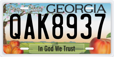 GA license plate QAK8937