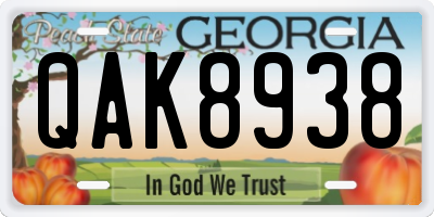GA license plate QAK8938
