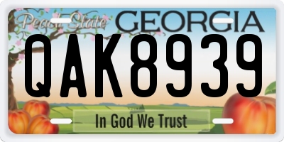 GA license plate QAK8939