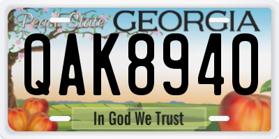 GA license plate QAK8940