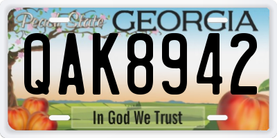 GA license plate QAK8942