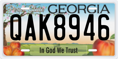 GA license plate QAK8946