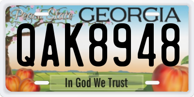 GA license plate QAK8948