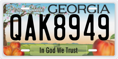 GA license plate QAK8949
