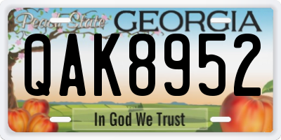 GA license plate QAK8952