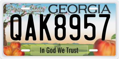 GA license plate QAK8957