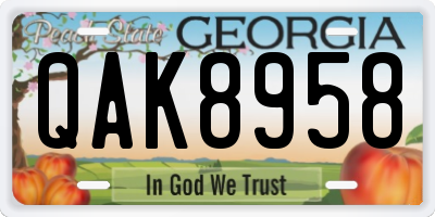 GA license plate QAK8958