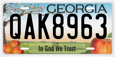 GA license plate QAK8963