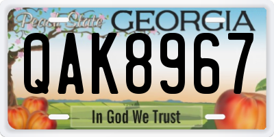GA license plate QAK8967