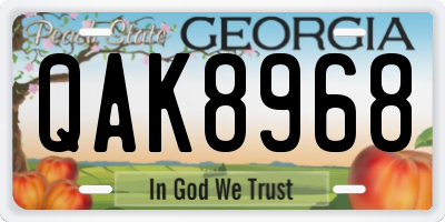 GA license plate QAK8968
